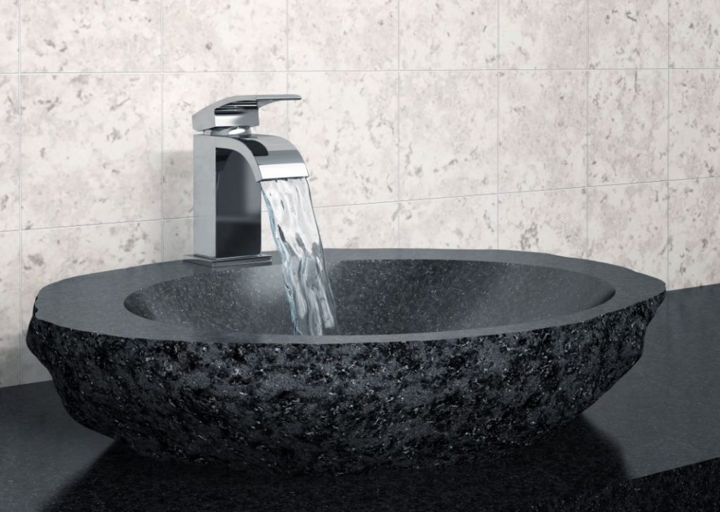 Black rock vessel sink