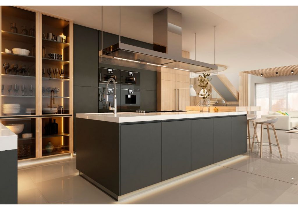 Kitchen with white countertop