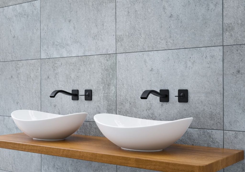 Concrete tile backsplash