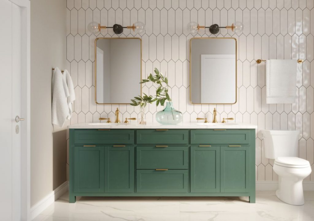 Vertical bathroom backsplash