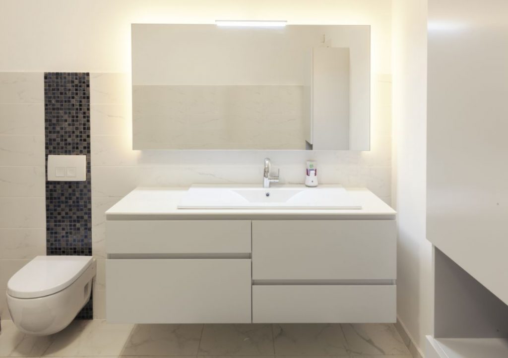 White floating vanity