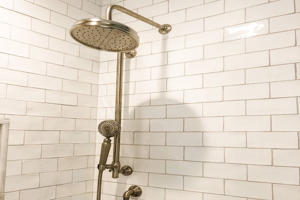 Installed shower fixture