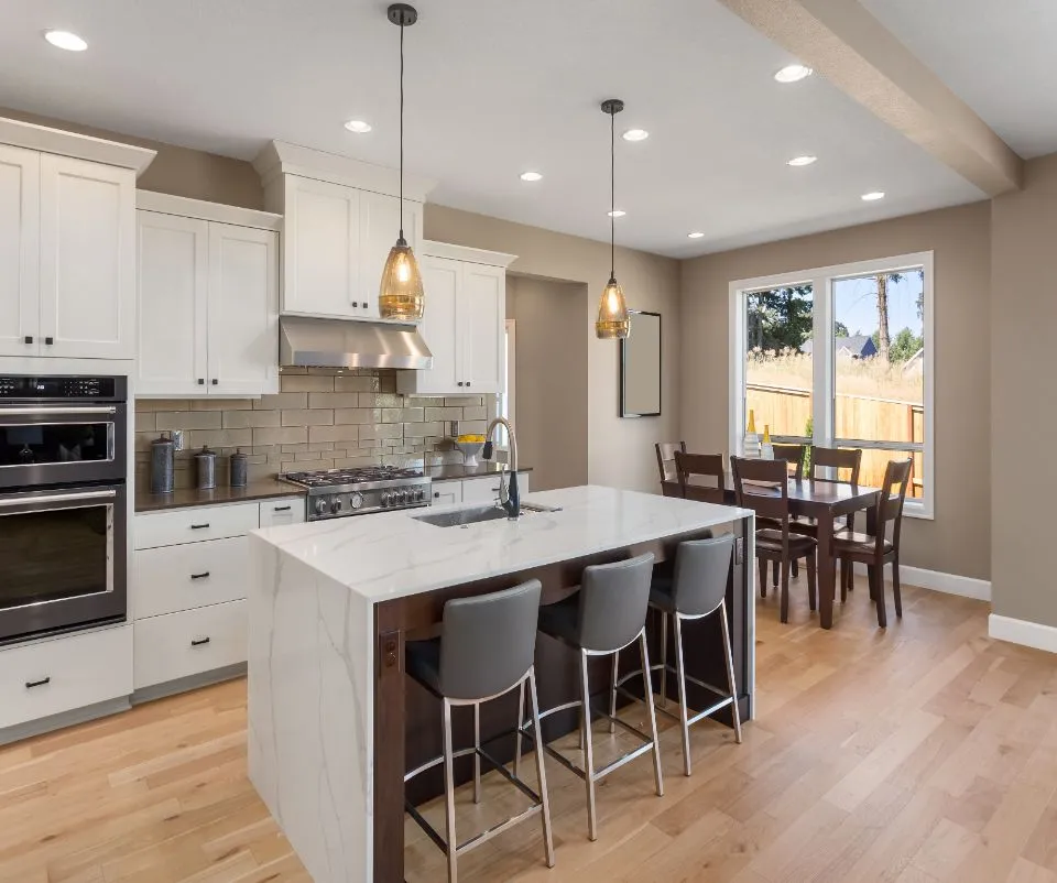 Waterfall kitchen island countertop