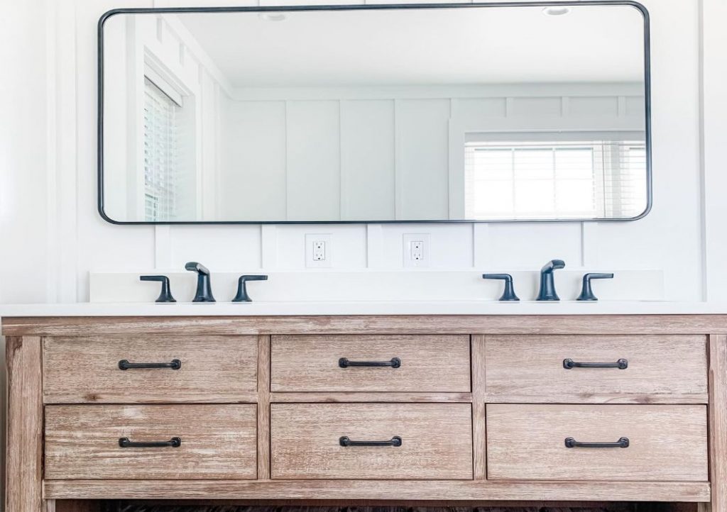 Wood double vanity
