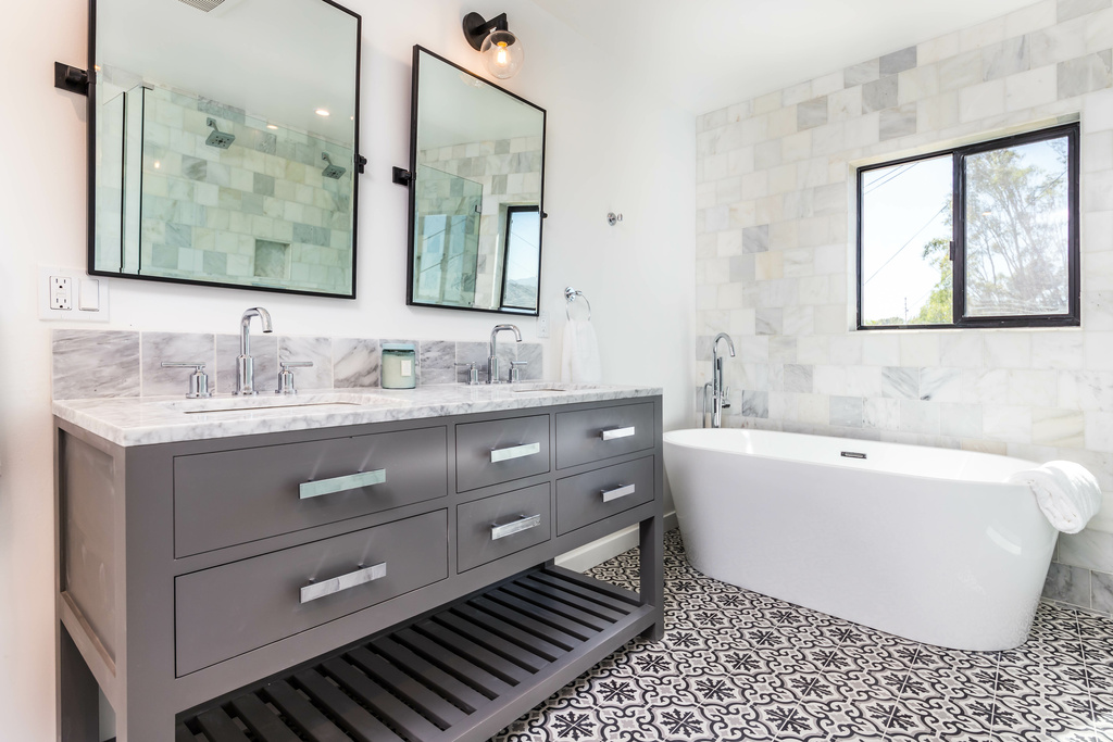 double bathroom mirror