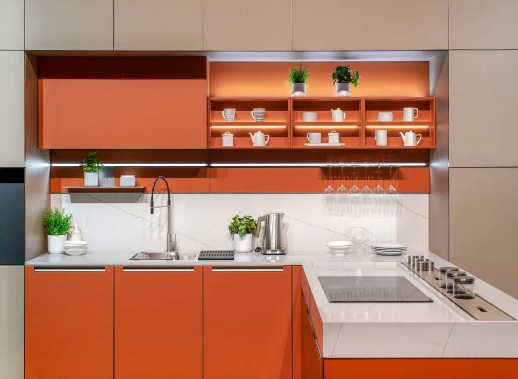 Orange kitchen cabinets