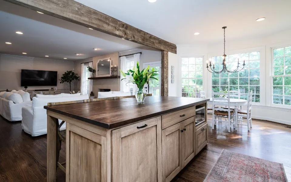 Recessed lights over kitchen counter