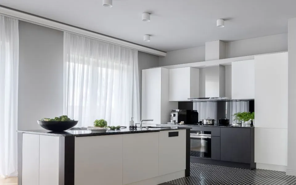 Semi-flush lights in kitchen