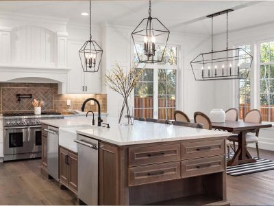 Beautiful kitchen in new traditional style luxury home, with qua Beautiful kitchen in new traditional style luxury home, with qua
